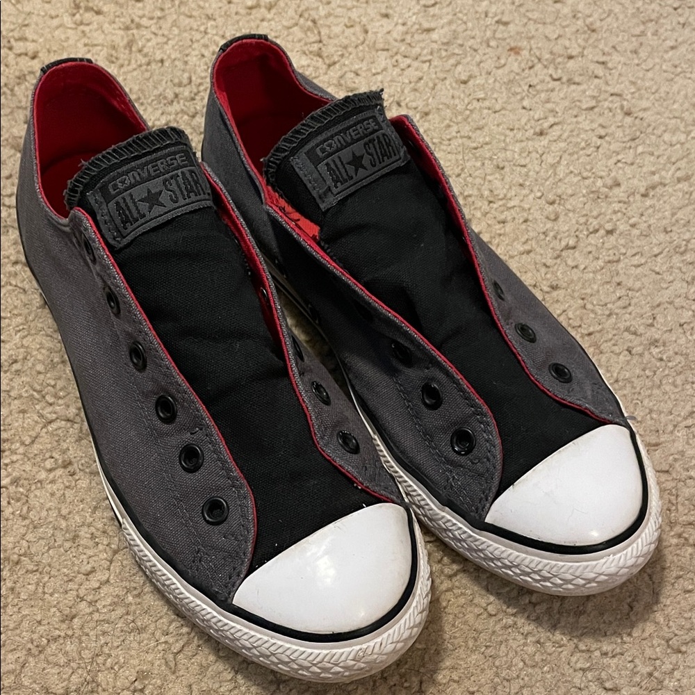 Converse Laceless No Time to Lace Slip-on Black Red Junior Sneakers 6